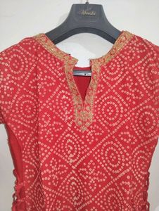 Red Bandhani Kurta