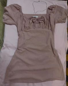 Pink Puff Sleeve Mini Dress