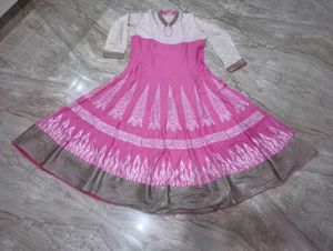Pink Anarkali with pant and dupatta