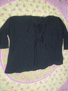 Black Eyelet Lace-Up Top