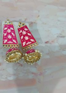 Stunning Pink Jhumka Earrings