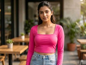 Vibrant Pink Square Neck Crop Top