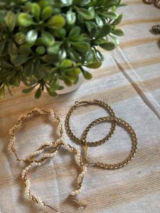 Elegant Pearl &amp; Gold Hoop Earrings