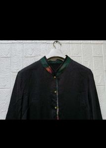 Black Floral Kimono Style Kurta