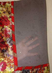 Grey Sequined Saree with Floral Border