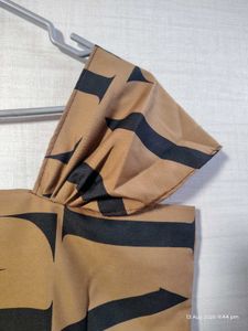 Stylish Brown &amp; Black Print Midi Dress