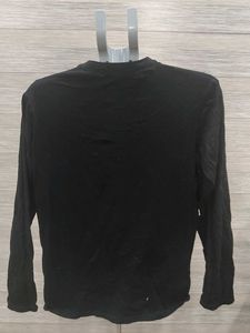 Men's Black Long Sleeve Henley Shirt