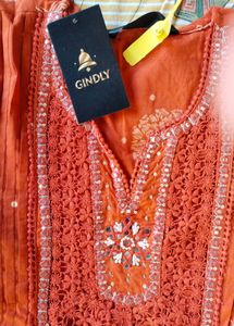 Vibrant Orange Embroidered Kurta Set