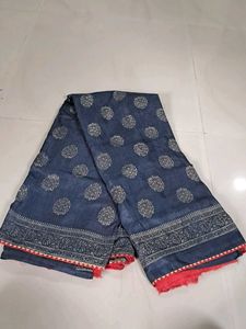 Elegant Blue Saree with Intricate Pattern