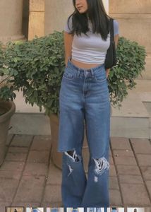 Women's Ripped Wide Leg Jeans