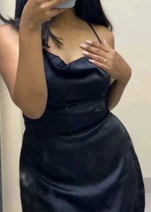 Sleek Black Satin Slip Dress