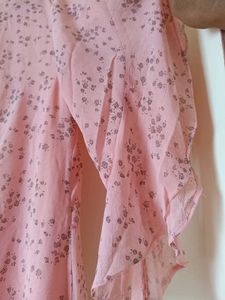 Pink Floral Ruffle Sleeve Top