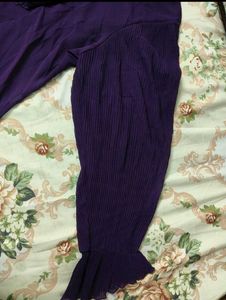 ZARA Deep Purple Pleated Ruffle Shirt