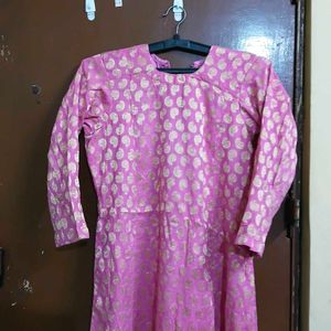 Pink Kurta Gold Print with pants