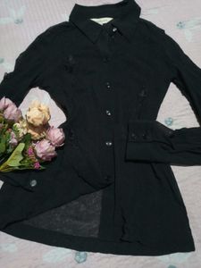 Elegant Black Button-Down Tunic