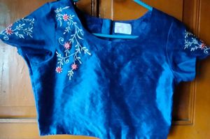 Elegant Blue Embroidered Blouse