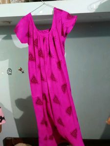 Vibrant Pink Printed nighty