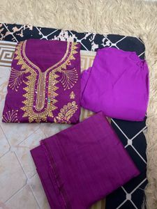 Embroidered Purple Salwar Kameez Set