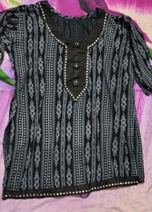 Stylish Black Printed Kurta