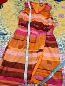 Vibrant Striped Wrap Dress korean imported