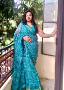 Beautiful Teal Blue Saree