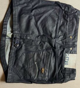 G-Star RAW waxed jeans with leather look finish