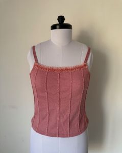 Pink Tank Top with Ruffle Trim