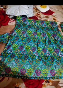 Vibrant Blue Floral Print Kurti