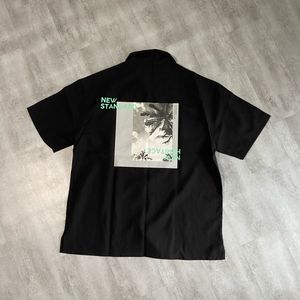 Men's Black Graphic Print Short Sleeve Shirt