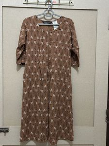Brown Print Midi Dress