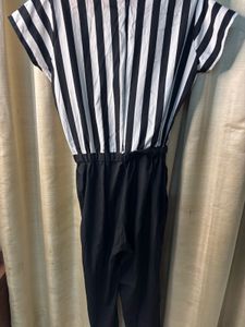 Black and White Striped Jumpsuit
