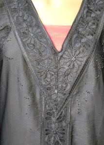 Elegant Black Abaya Anarkali Burqa  with Embroider