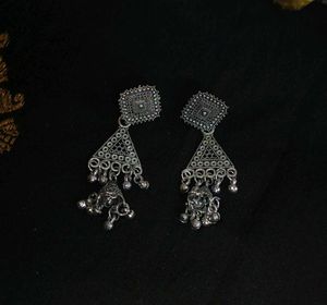 Oxidized Silver Jhumkas