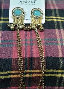 Dhwani Dangle Earrings with Blue Stone