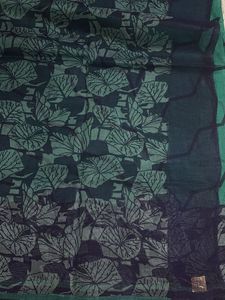 Blue Green Pure Cotton Saree with blouse piece