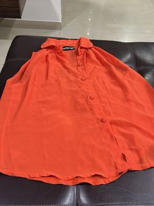 Bold orange classic top
