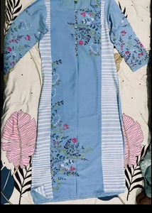 New Light Blue Floral Kurta+ surprise free bee