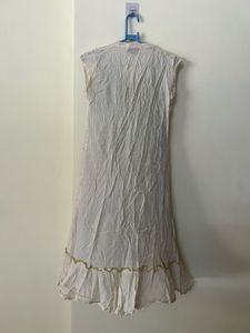 Ethnic White &amp; Olive dress with detachable jacket