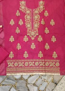 Embroidered Pink Kurta Set Fabric