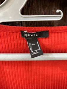 Forever 21 Rust Red Ribbed Square Neck Top