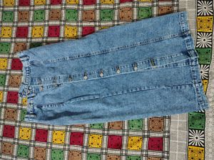 Vintage Wash Denim Button-Front Midi Skirt