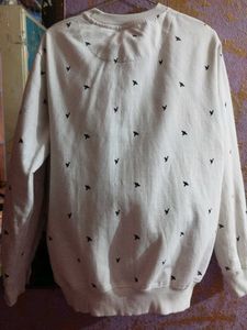 White Crewneck Sweatshirt with Bird Print