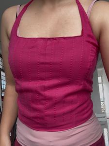Hot Pink Halter Neck Crop Top💅
