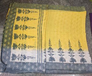 Satin Yellow Saree