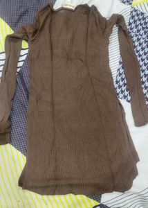 Brown Textured Long Sleeve Top