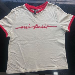 H&amp;M tee "Oui Paris" Ringer Tshirt