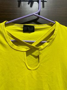 New Yellow Lined Top For Ladies