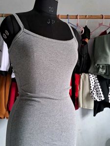 Grey Spaghetti Strap Maxi Dress