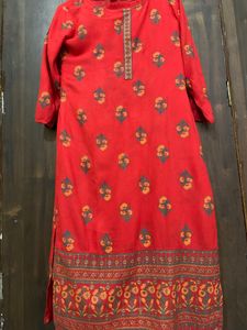 Red Kurta And Plazo Set For Women