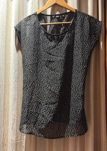 Chic Black Polka Dot sheer Blouse